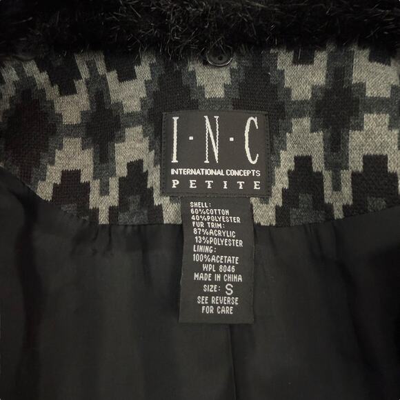 ❌SOLD❌INC black and gray western print long coat with removable fur collar - Picture 5 of 15